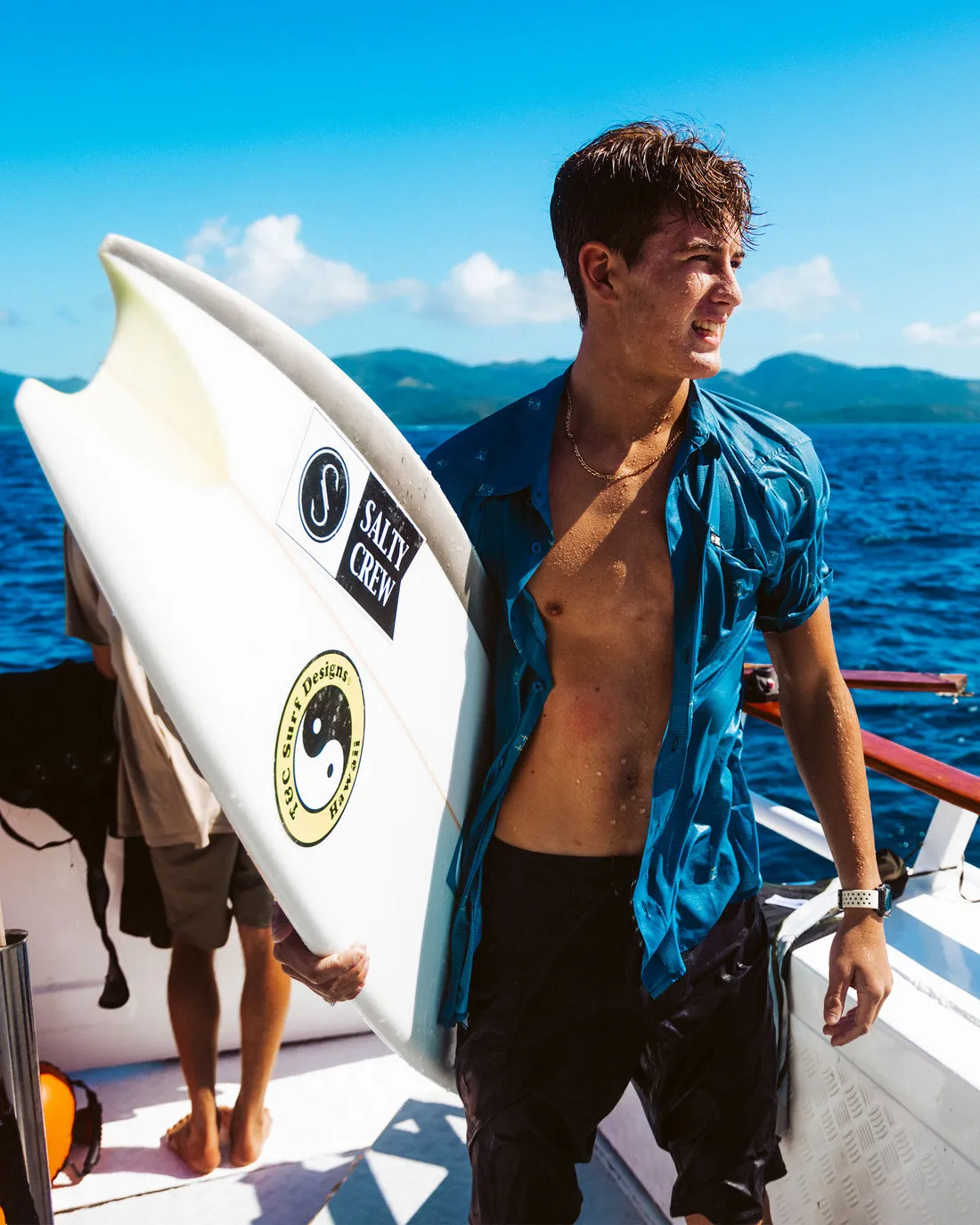 Salty Crew Breezer Perforated Button Up - Channel Blue sold by Sun Diego Boardshops product image thumbnail 3