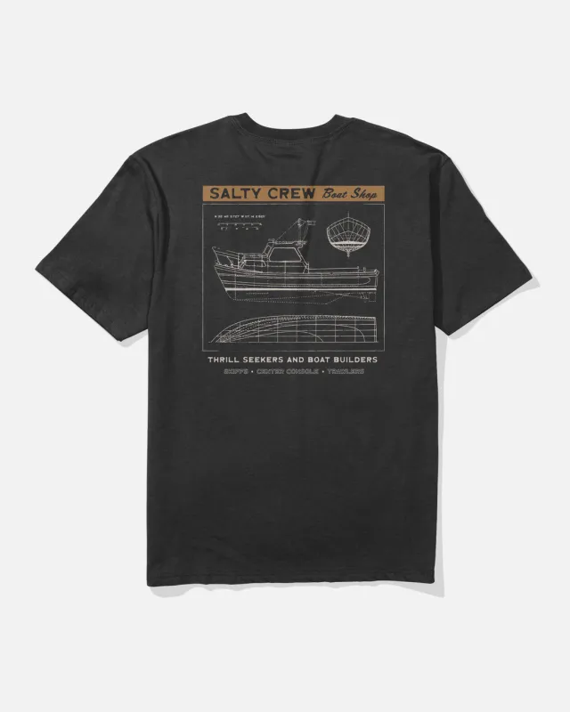 Salty Crew Boat Shop Classic Tee - Black sold by Sun Diego Boardshops