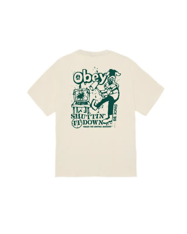 Obey Smash The Control Machine Classic T-Shirt - Cream sold by Sun Diego Boardshops