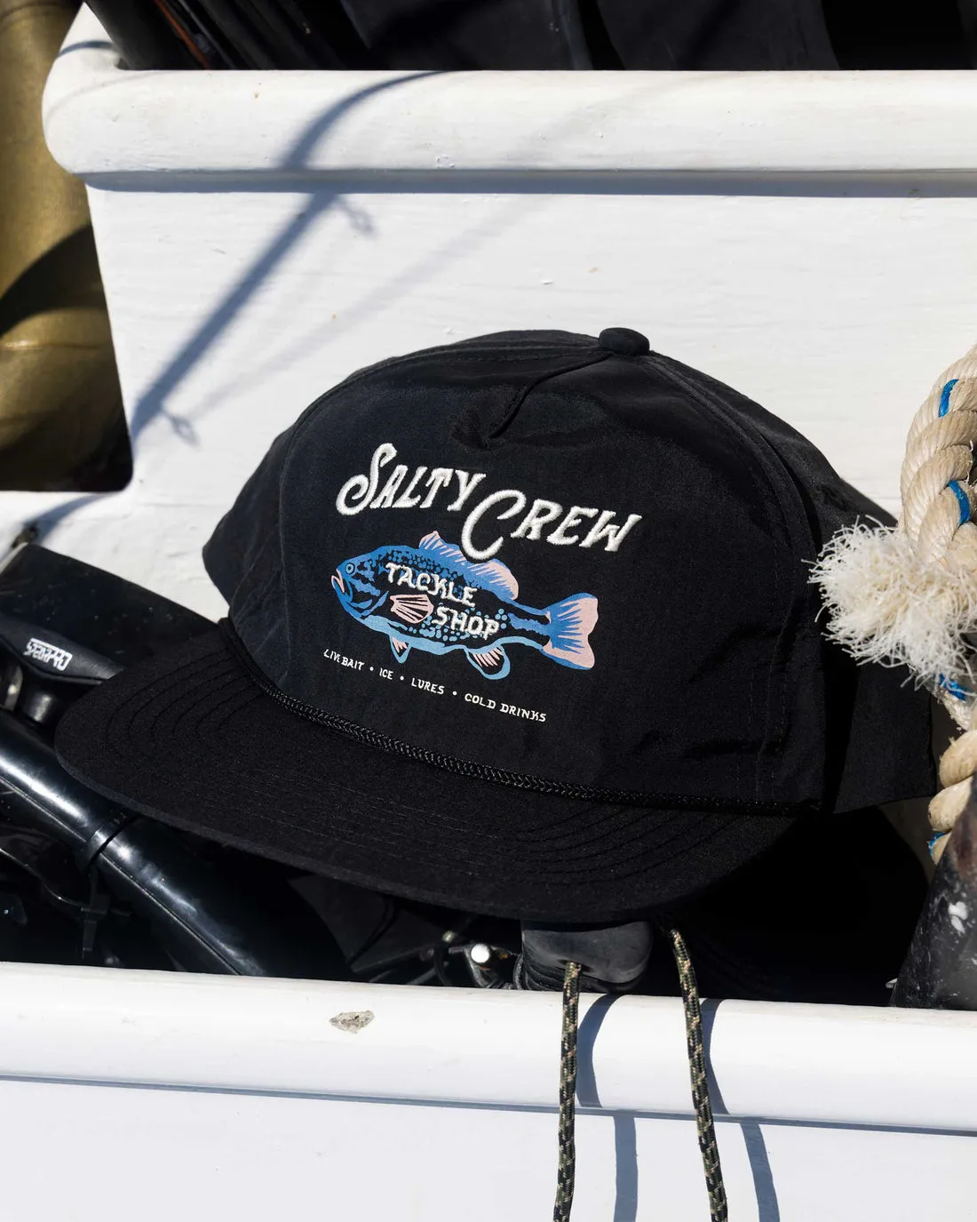 Salty Crew Crafted 5 Panel Hat - Black sold by Sun Diego Boardshops