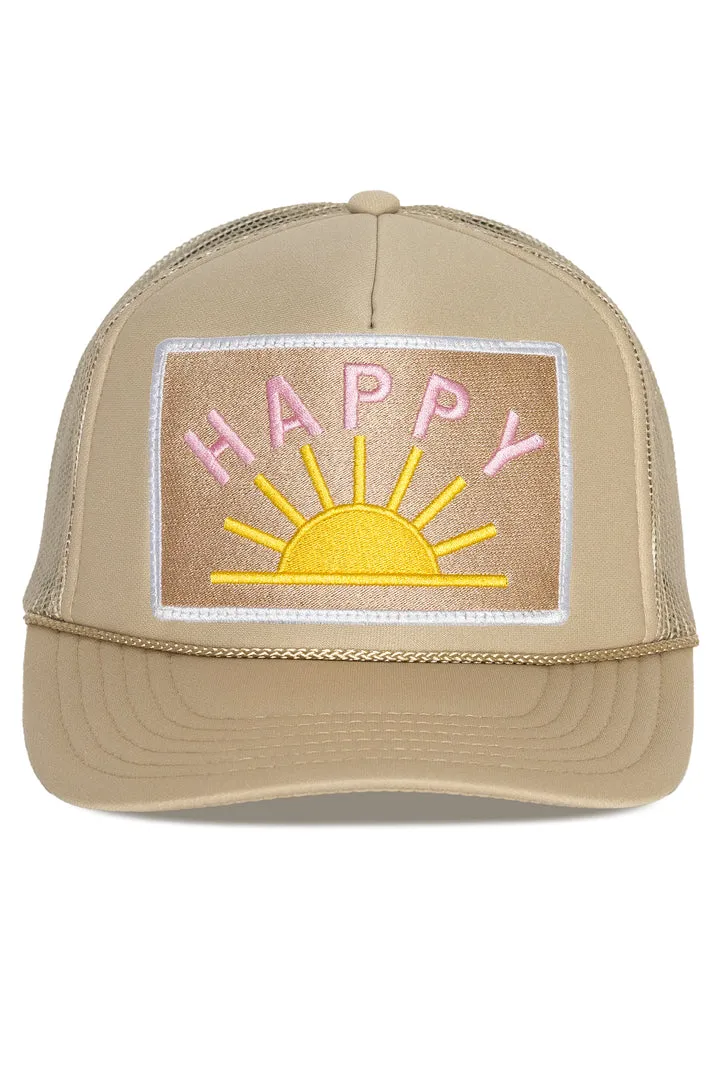 That Friday Feeling Happy Sun Trucker Hat - Tan sold by Sun Diego Boardshops