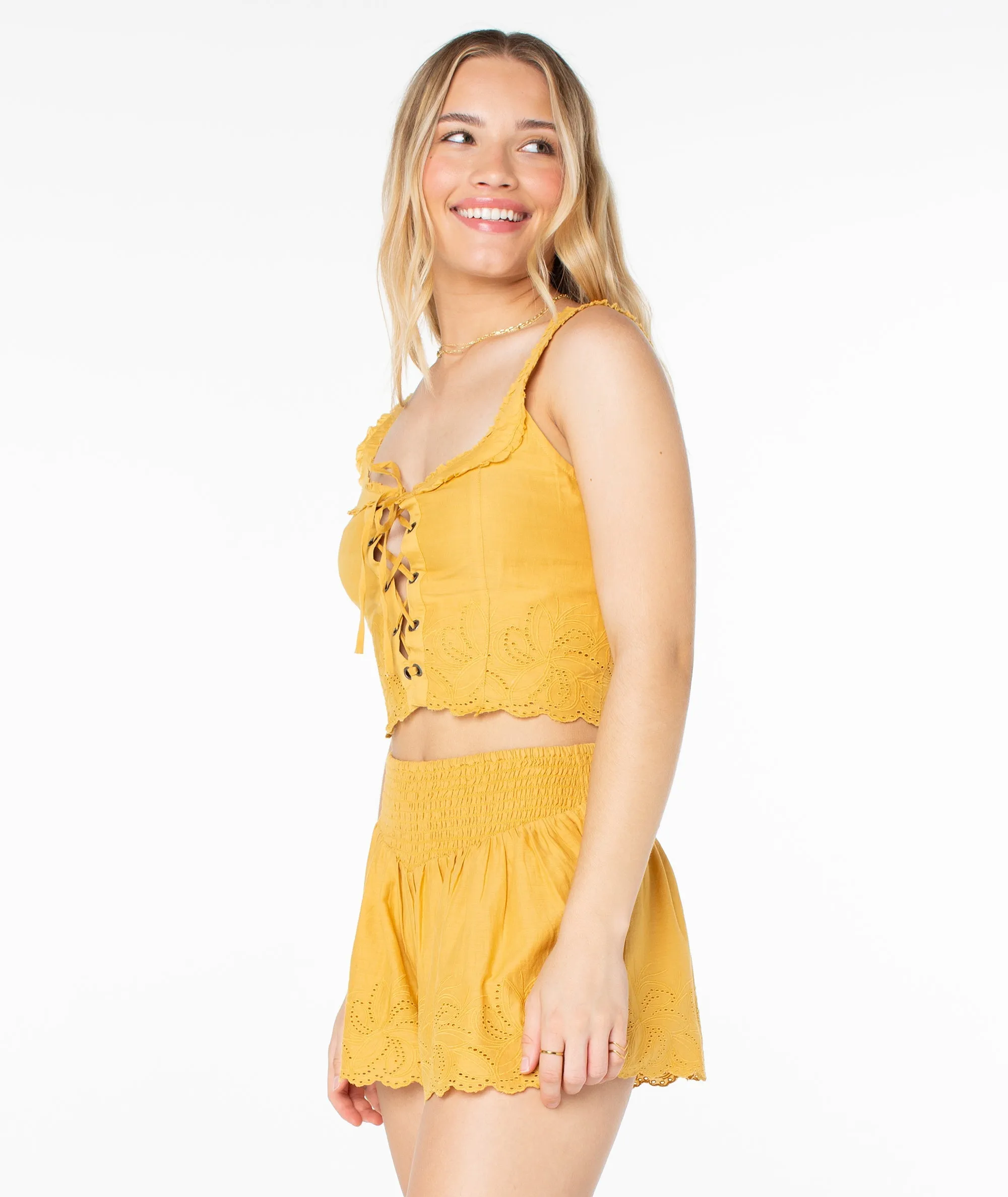 Roxy Haze Lace Up Top - Amber Gold sold by Sun Diego Boardshops product image thumbnail 3