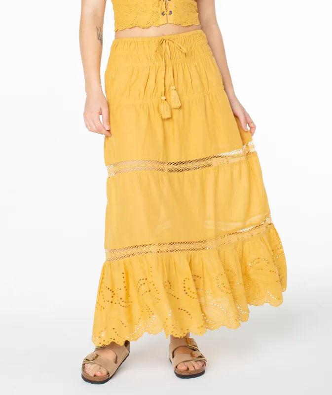 Roxy Castaway Maxi Skirt - Amber Gold sold by Sun Diego Boardshops