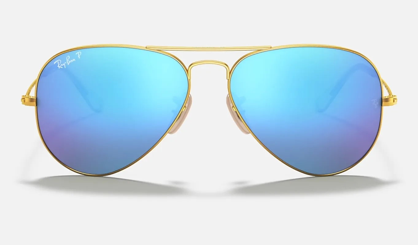 Ray Ban Aviator Flash Lenses - Mattegoldbluemirrorpolar sold by Sun Diego Boardshops