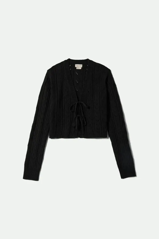 Brixton Cropped Pointelle Tie Cardigan - Black sold by Sun Diego Boardshops product image thumbnail 2
