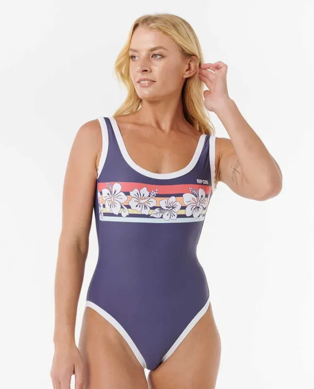 Rip Curl Waikiki Waves Good Coverage One Piece Swimsuit - Navy 0049 sold by Sun Diego Boardshops