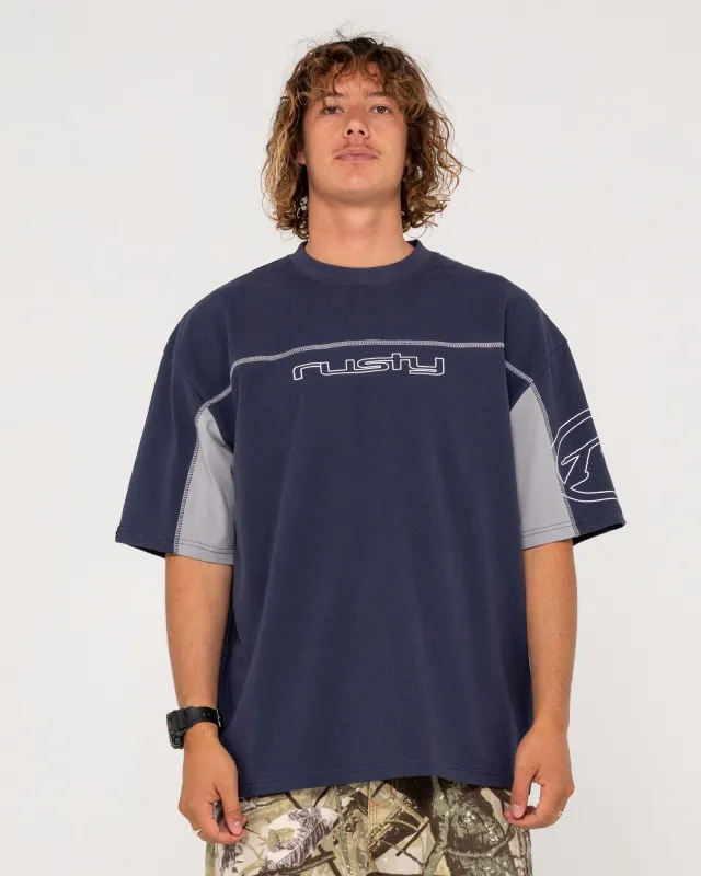 Rusty Cyberwave Short Sleeve Tee - Dark Blue sold by Sun Diego Boardshops