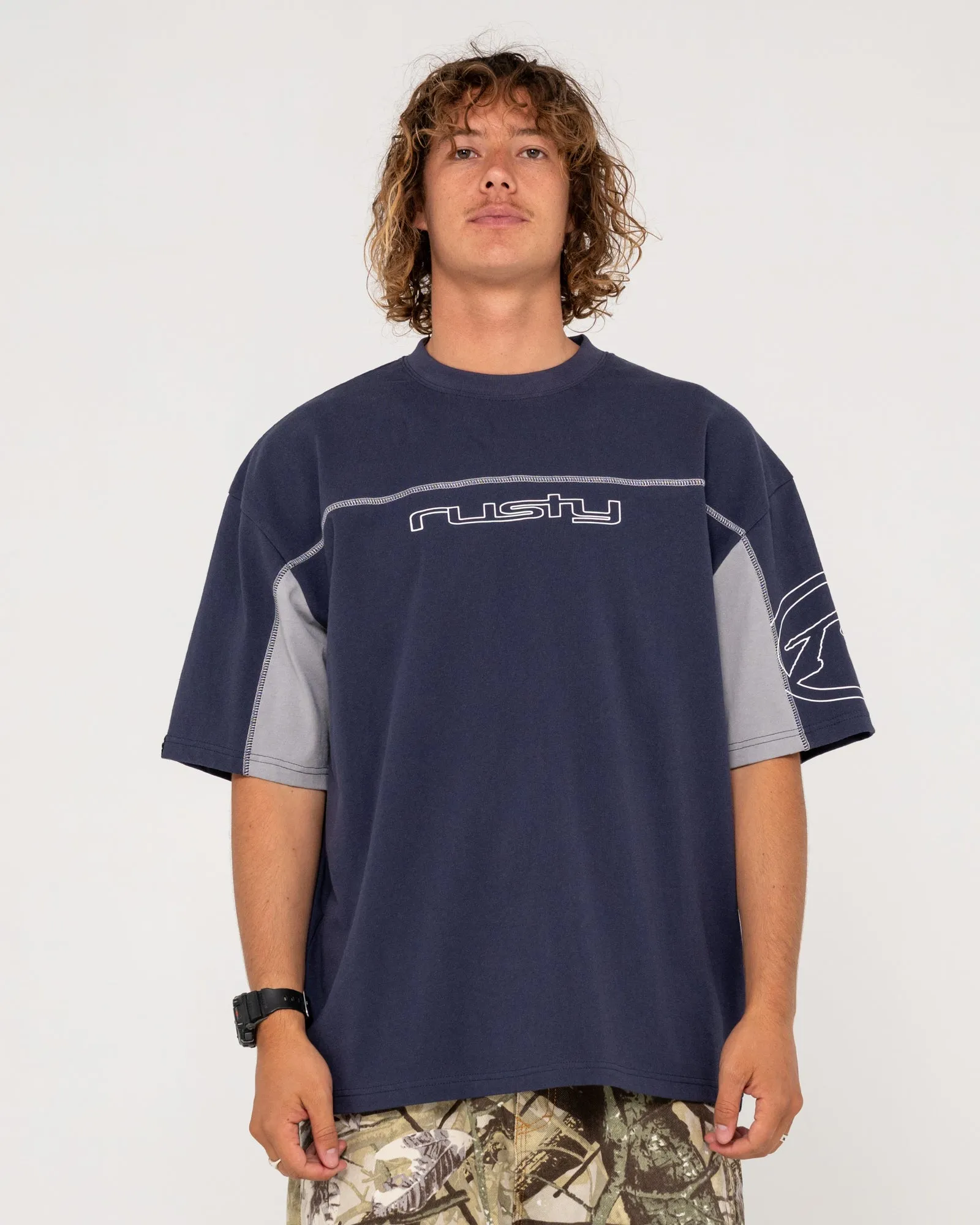 Rusty Cyberwave Short Sleeve Tee - Dark Blue sold by Sun Diego Boardshops