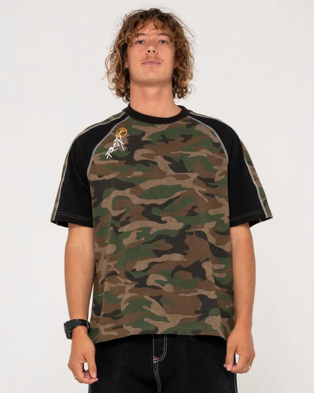 Rusty Woof Raglan Short Sleeve Tee - Camo sold by Sun Diego Boardshops