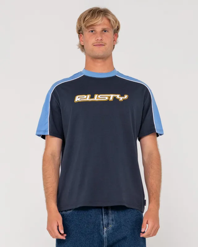 Rusty Straight Shooter Short Sleeve Tee - Navy Blue sold by Sun Diego Boardshops