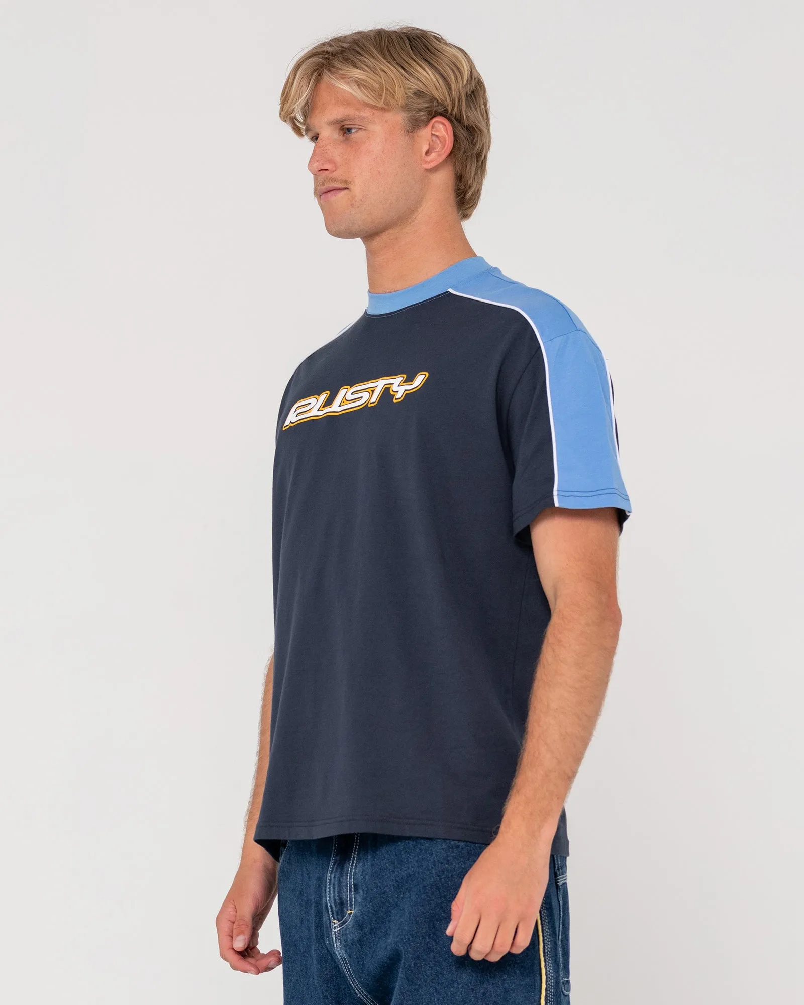 Rusty Straight Shooter Short Sleeve Tee - Navy Blue sold by Sun Diego Boardshops product image thumbnail 4