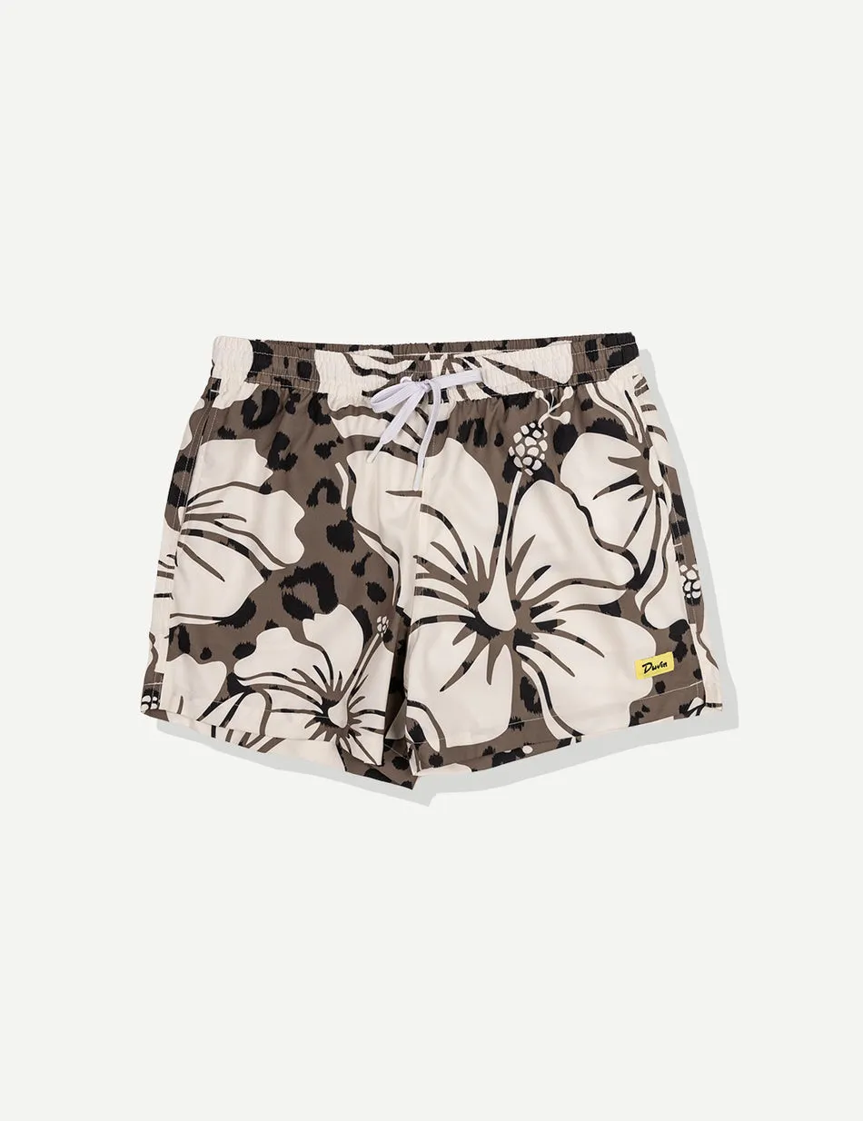 Duvin Hibiscus Leopard Swim Short - Black sold by Sun Diego Boardshops