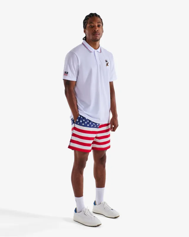 Malbon Eagle Buckets Performance Pique Polo - White sold by Sun Diego Boardshops