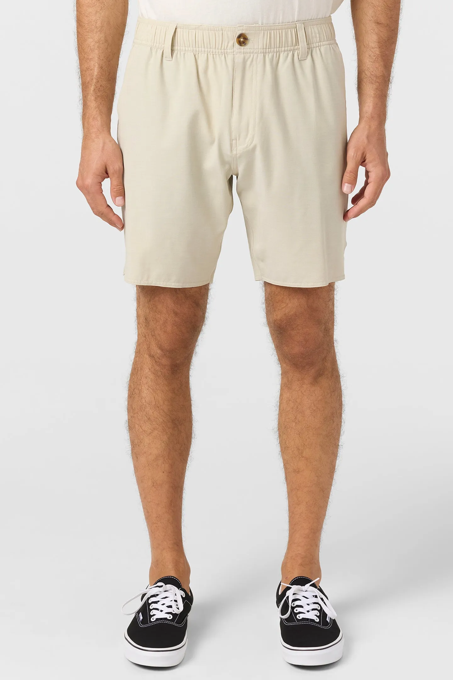 O`Neill Reserve Light Check Scallop Elastic Waist 18" Hybrid Shorts - Light Khaki 2 sold by Sun Diego Boardshops