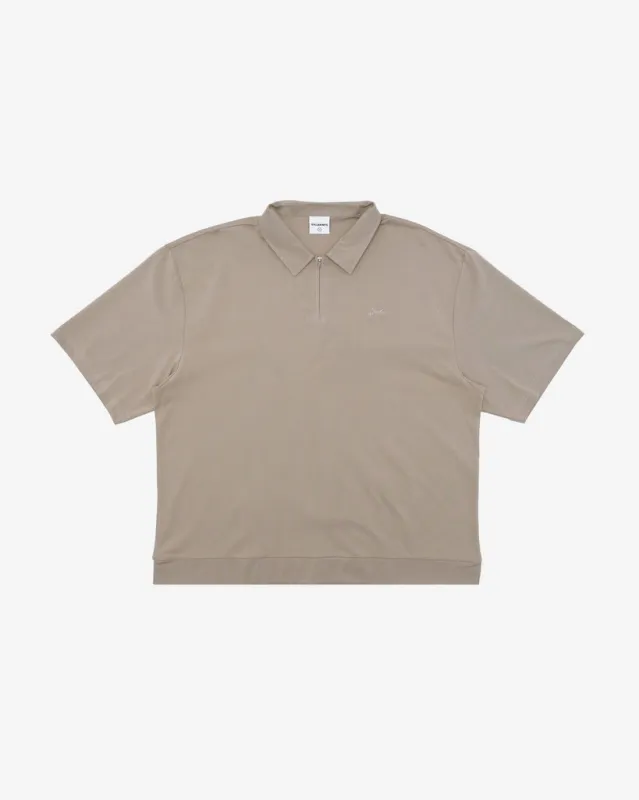 Students Golf Lanser Short Sleeve Jersey Zip Polo Shirt - Tan sold by Sun Diego Boardshops
