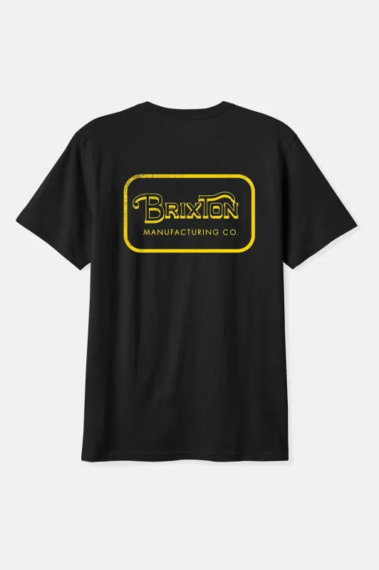 Brixton Grade Standard T-Shirt - Black/Dark Yellow sold by Sun Diego Boardshops