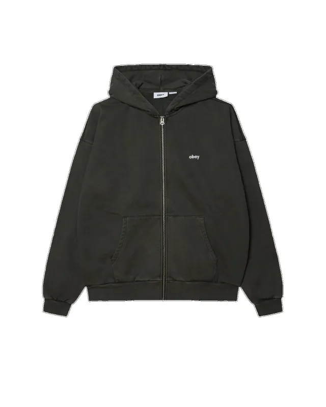 Obey Lowercase Pigment Zip Hood - Pigment Pirate Black sold by Sun Diego Boardshops