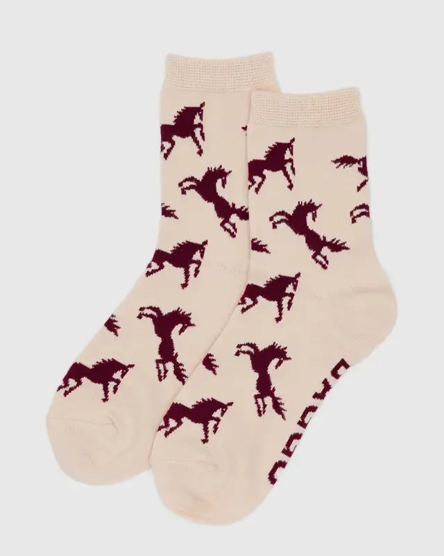 Baggu Crew Sock - Horses sold by Sun Diego Boardshops