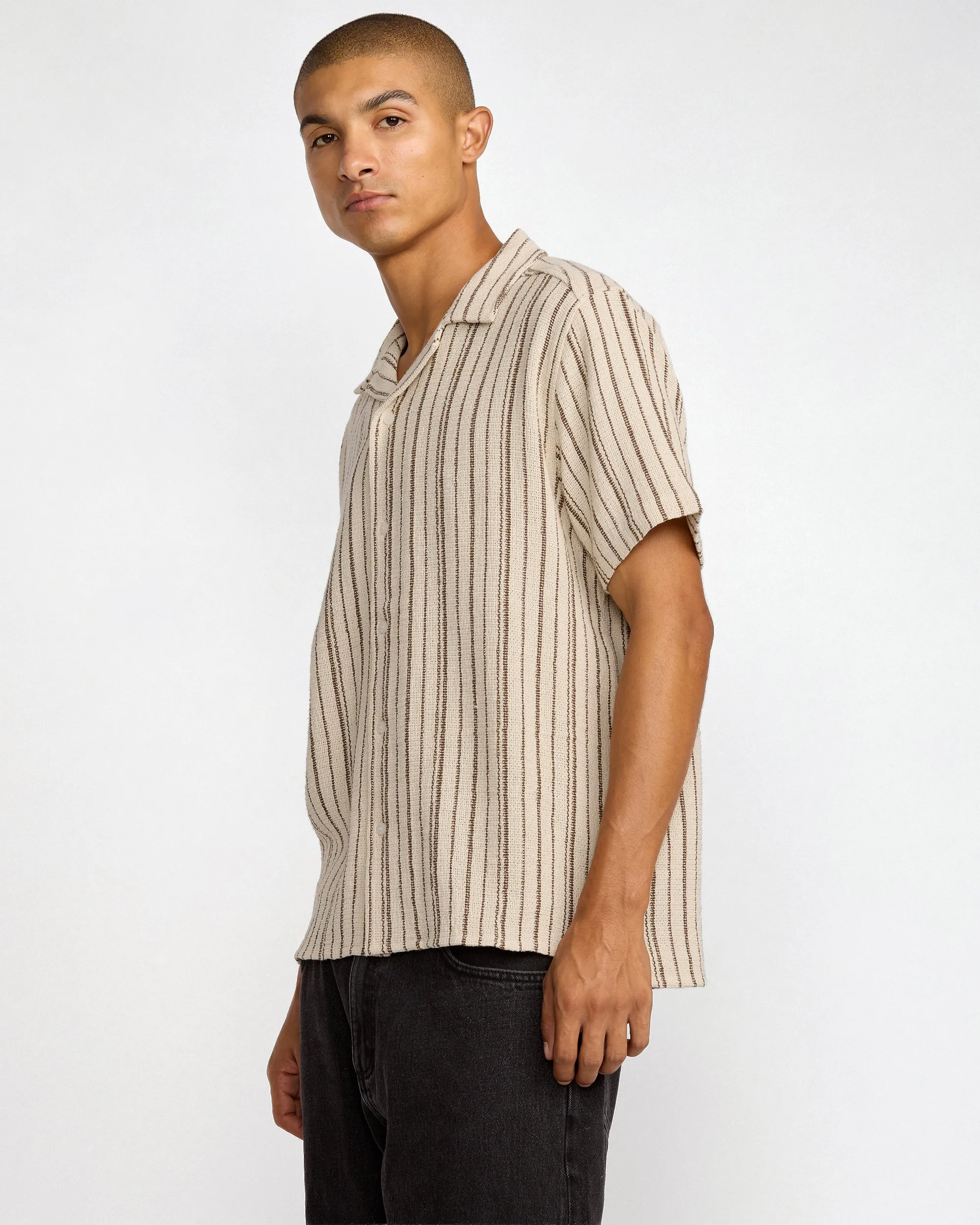 RVCA Vacancy Stripe Short Sleeve Shirt - Ceramic sold by Sun Diego Boardshops