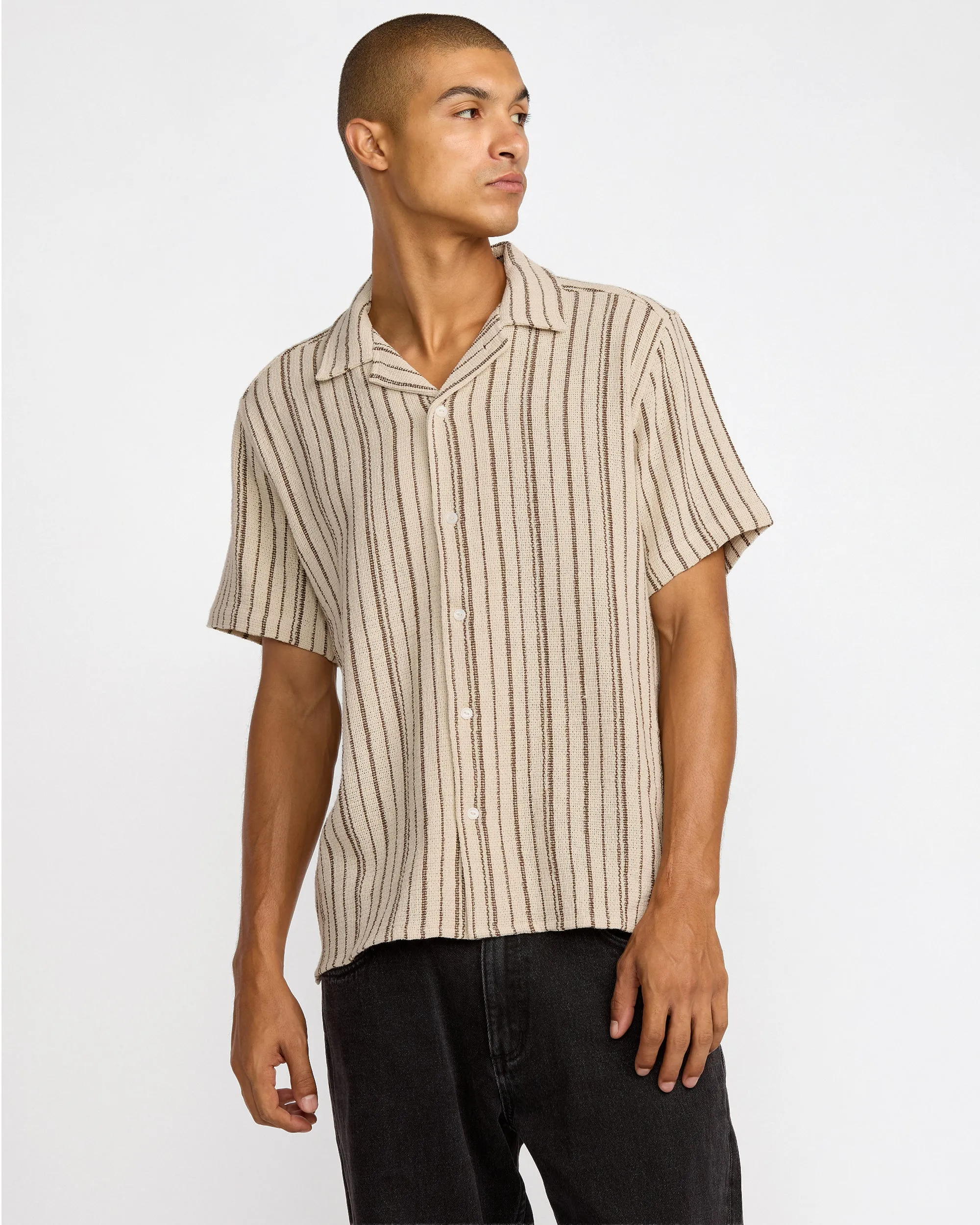 RVCA Vacancy Stripe Short Sleeve Shirt - Ceramic sold by Sun Diego Boardshops product image thumbnail 2