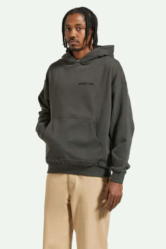 Brixton Embroidered Heavyweight Oversized Hoodie - Black sold by Sun Diego Boardshops