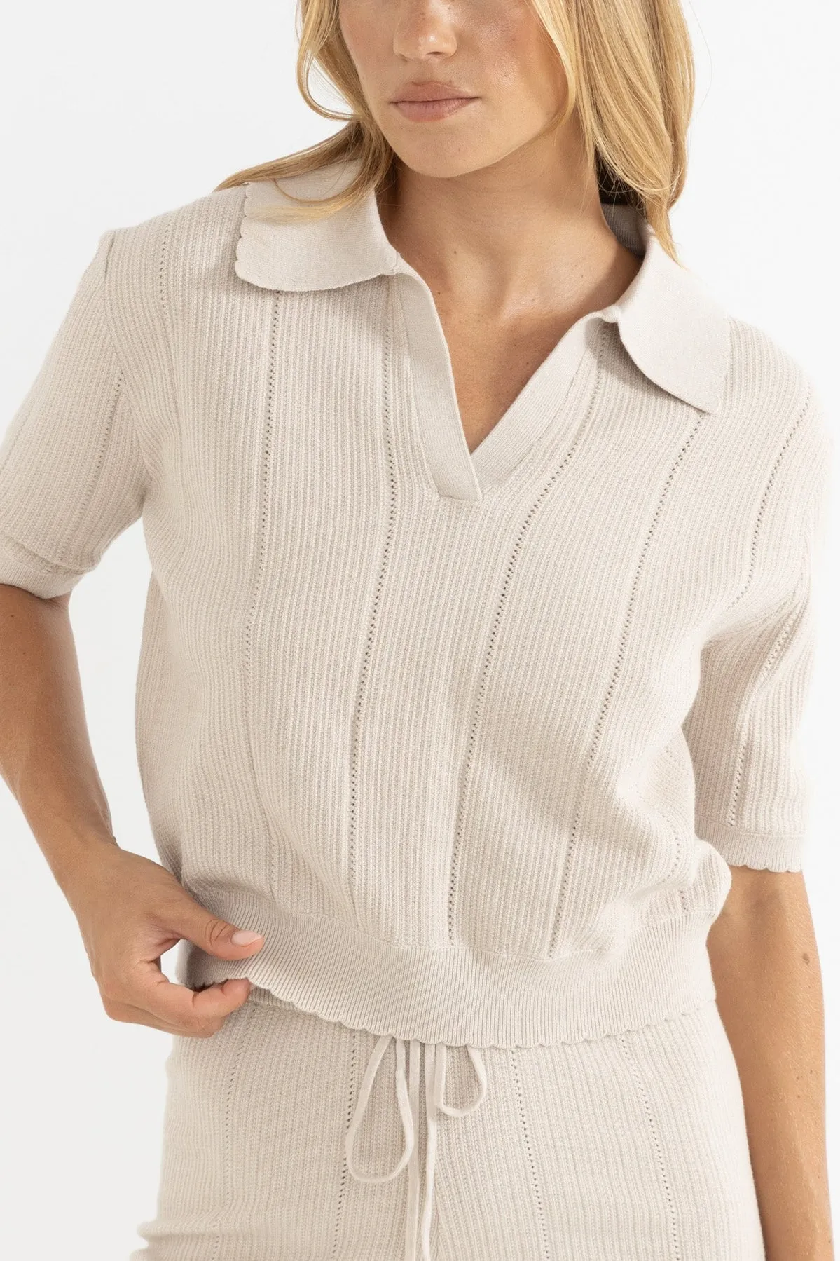 Rhythm Rosella Knit Polo - Natural sold by Sun Diego Boardshops product image thumbnail 4