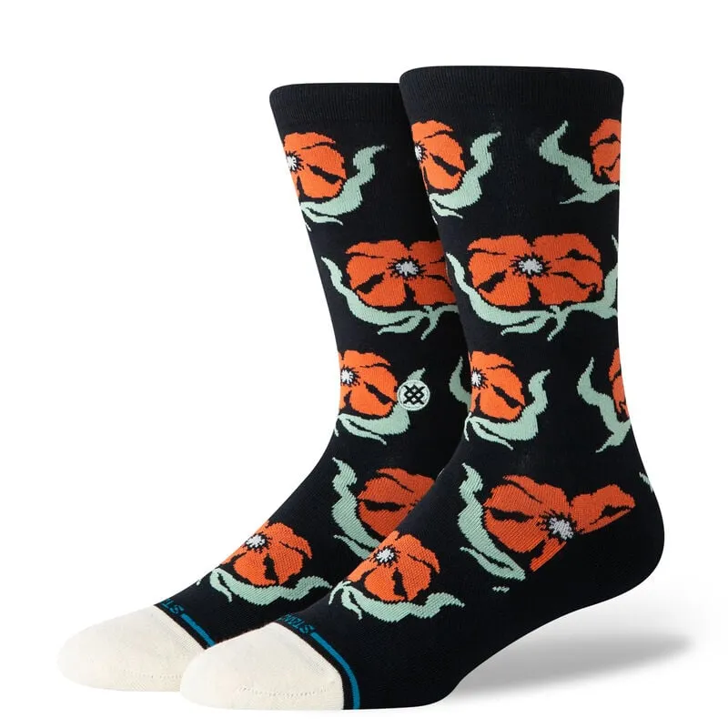 Stance Broadcast Floral Crew Sock - Black sold by Sun Diego Boardshops