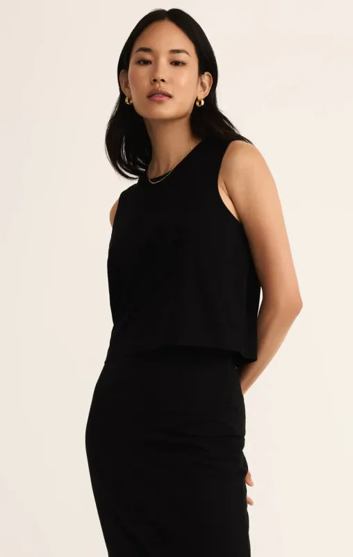 Z-Supply Sloane Cotton Jersey Tank - True Black sold by Sun Diego Boardshops