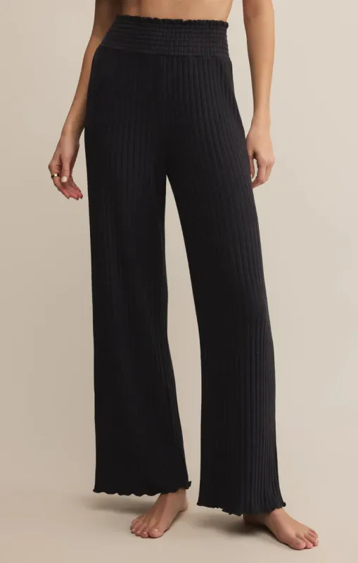 Z-Supply Dawn Smocked Rib Pant - Black Sand sold by Sun Diego Boardshops
