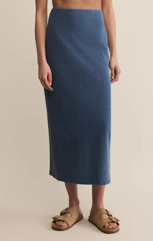 Z-Supply Gail Jersey Denim Midi Skirt - Vintage Indigo sold by Sun Diego Boardshops