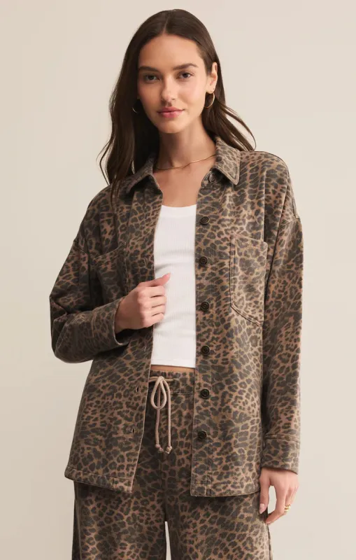 Z-Supply All Day Knit Leopard Jacket - Desert Tan sold by Sun Diego Boardshops