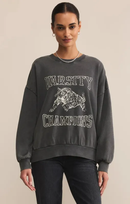 Z-Supply Varsity Sunday Sweatshirt - Black Sand sold by Sun Diego Boardshops