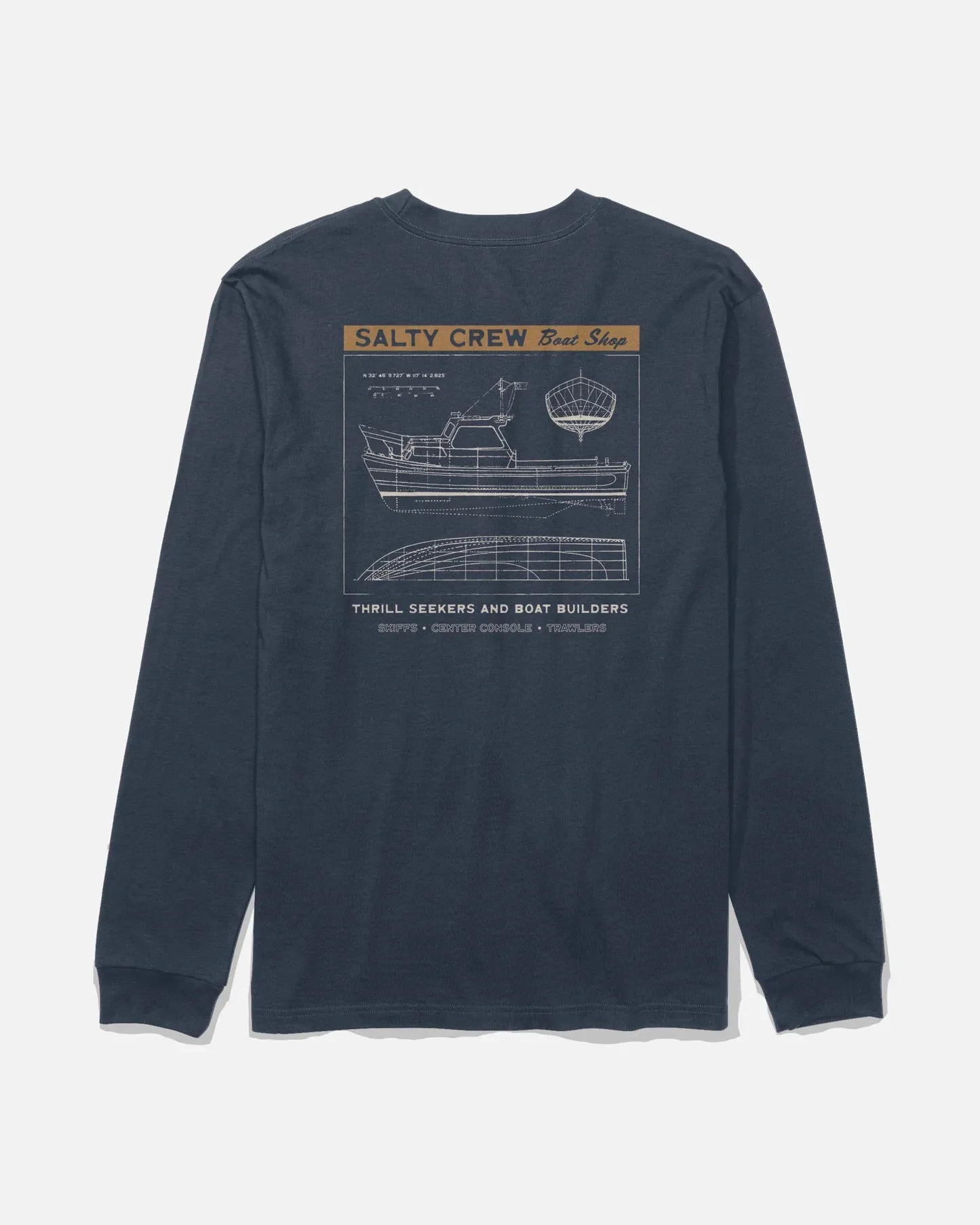 Salty Crew Boat Shop Long Sleeve Tee - Navy sold by Sun Diego Boardshops