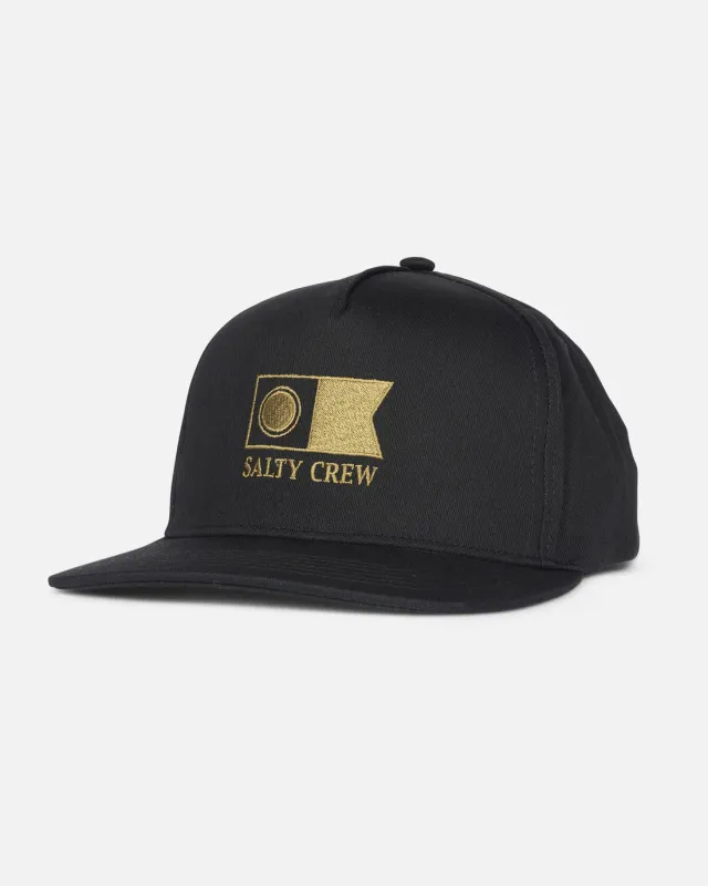 Salty Crew Flagship 5 Panel Hat - Black sold by Sun Diego Boardshops