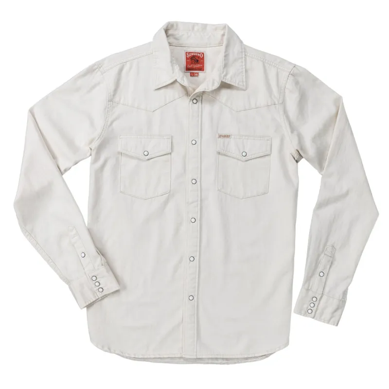 Sendero The Wyatt Pearl Snap Long Sleeve Denim Shirt - Ecru sold by Sun Diego Boardshops