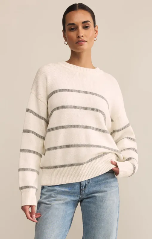 Z-Supply Boyfriend Striped Cotton Sweater - White sold by Sun Diego Boardshops