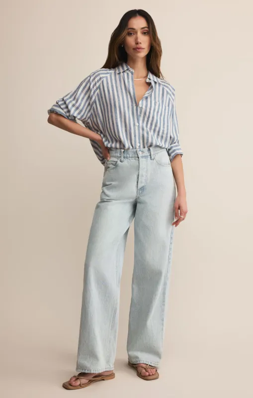 Z-Supply Perfect Linen Striped Top - Boathouse sold by Sun Diego Boardshops