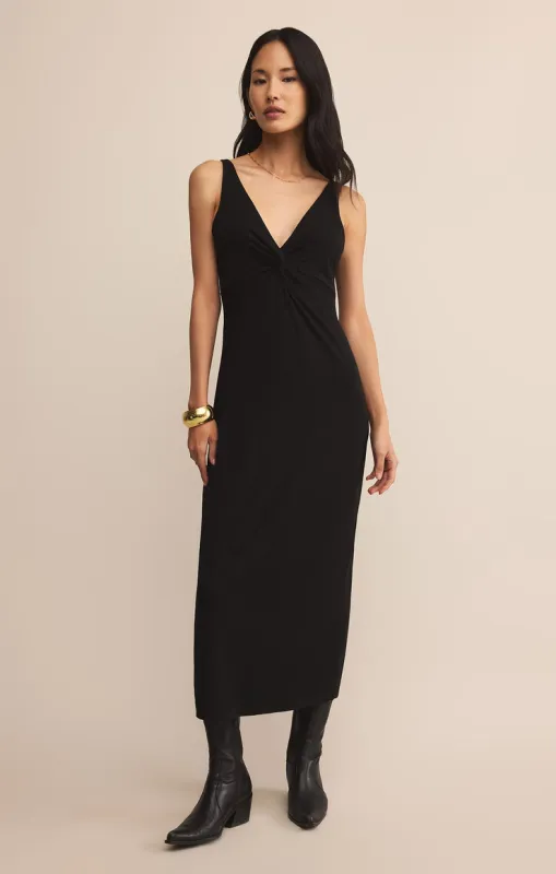 Z-Supply Eleve Twist Midi Dress - Black sold by Sun Diego Boardshops