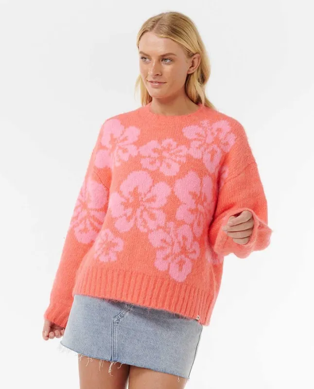 Rip Curl Hibiscus Heat Jacquard Crew - Watermelon made by Ripcurl