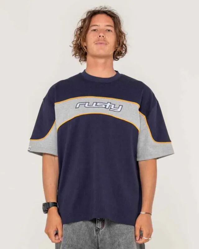 Rusty Kinetic Short Sleeve Heavy T-Shirt - Navy Blue sold by Sun Diego Boardshops