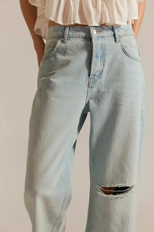 Free People We The Free Deep Trance Dropped Boyfriend Jeans - Bleached Out sold by Sun Diego Boardshops