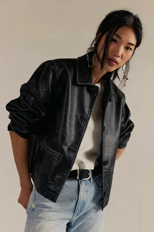 Free People We The Free Hera Vegan Leather Jacket - Black sold by Sun Diego Boardshops