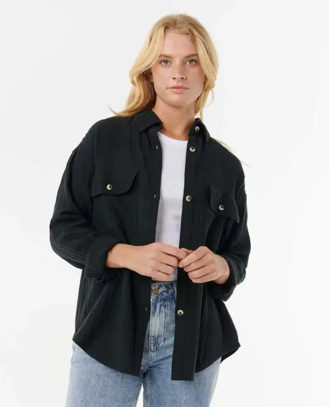 Rip Curl Oceanic Textured Shacket - Washed Black 8264 sold by Sun Diego Boardshops