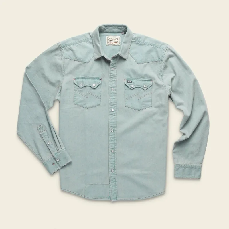 Howler Bros Dust Up Denim Snapshirt - Garth Light Wash sold by Sun Diego Boardshops