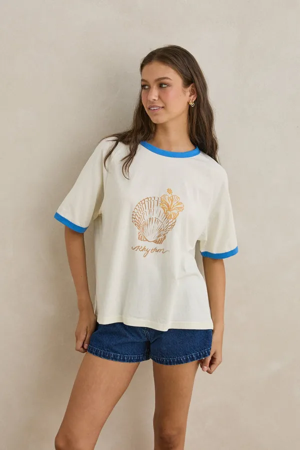 Rhythm Sunrise Seashell Ringer Tee - White sold by Sun Diego Boardshops product image thumbnail 3