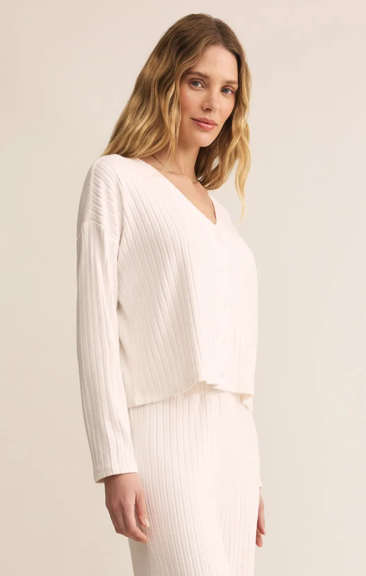 Z-Supply Mara Silky Rib Cardigan - Vanilla Ice sold by Sun Diego Boardshops product image thumbnail 3