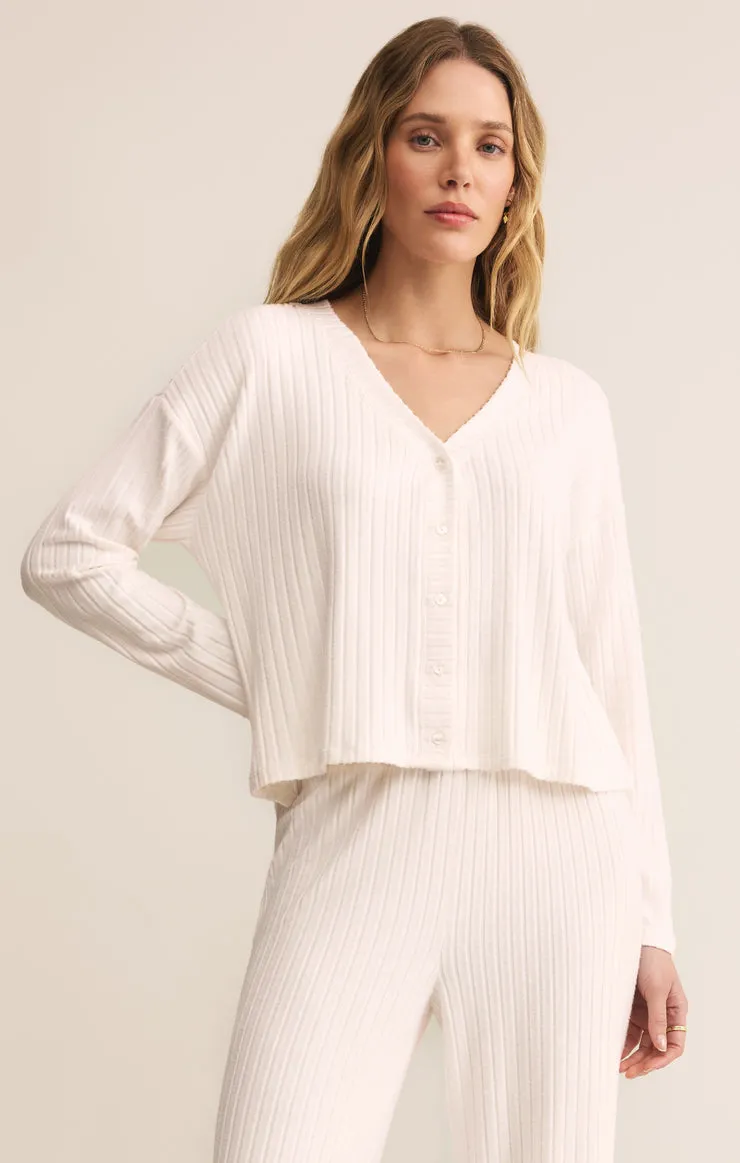 Z-Supply Mara Silky Rib Cardigan - Vanilla Ice sold by Sun Diego Boardshops