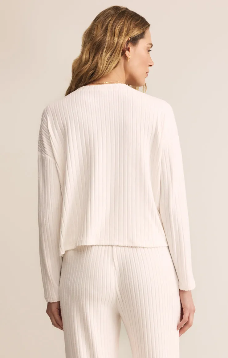 Z-Supply Mara Silky Rib Cardigan - Vanilla Ice sold by Sun Diego Boardshops product image thumbnail 2
