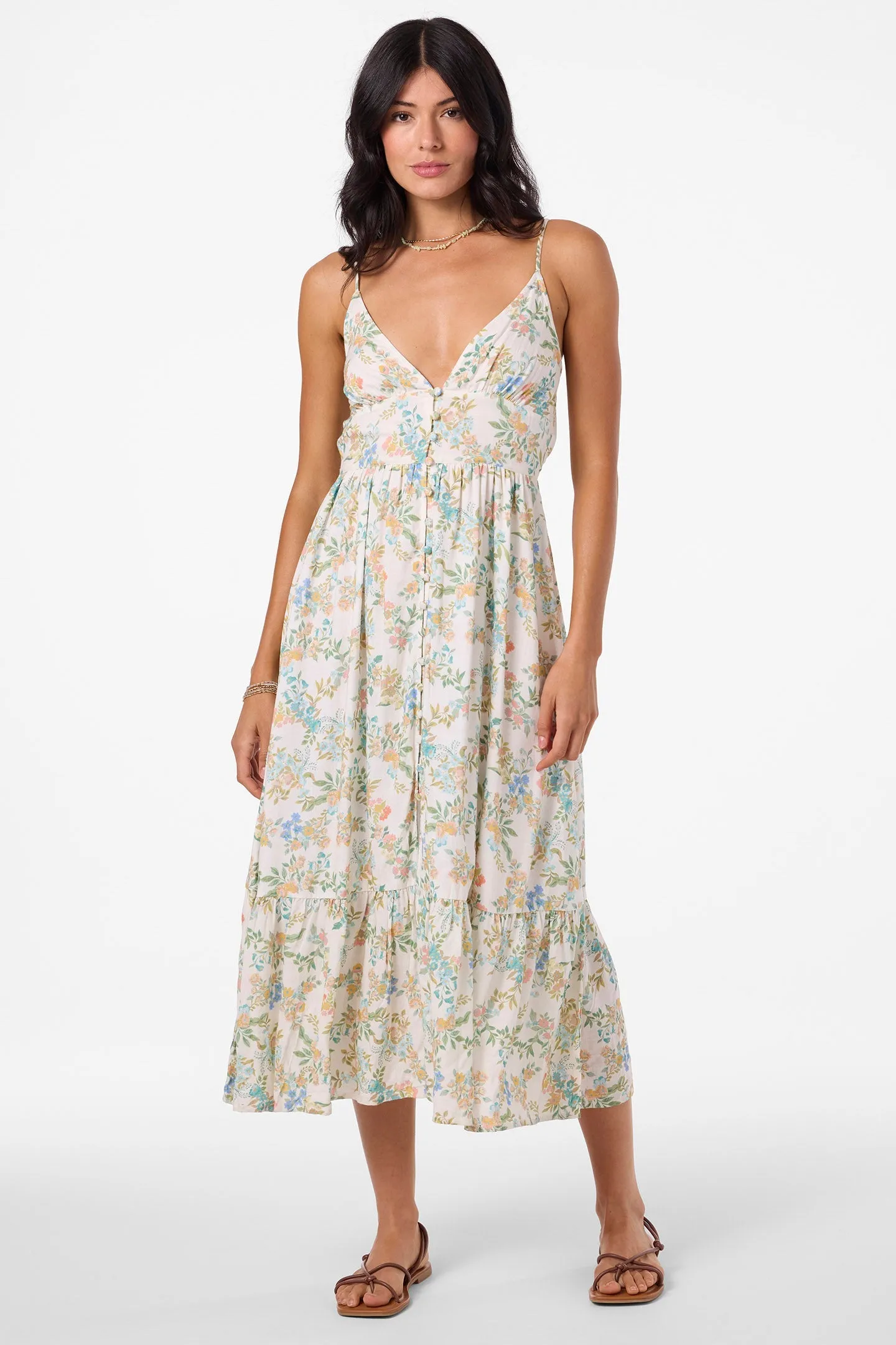 O`Neill Pilar Nayomi Floral Midi Dress - Winter White sold by Sun Diego Boardshops