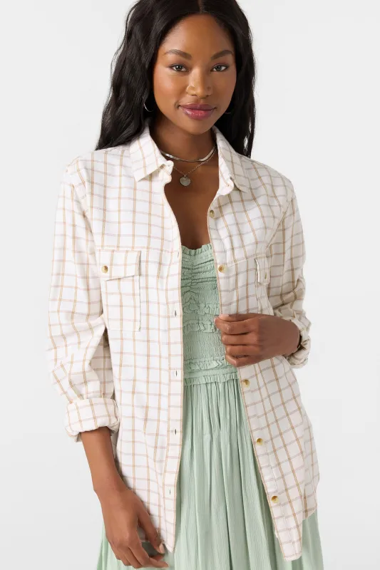 O`Neill Brooks Flannel Long Sleeve Top - Winter White sold by Sun Diego Boardshops